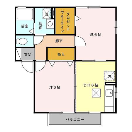 グランリーオ B(2DK/1階)の間取り写真
