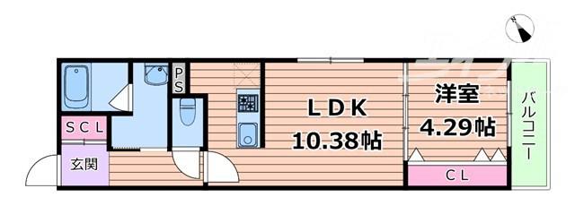NEXRISE 日の出 ドロップショット日の出(1LDK/1階)の間取り写真