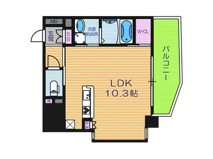 OAK弥栄 夕陽ヶ丘(ワンルーム/10階)の間取り写真