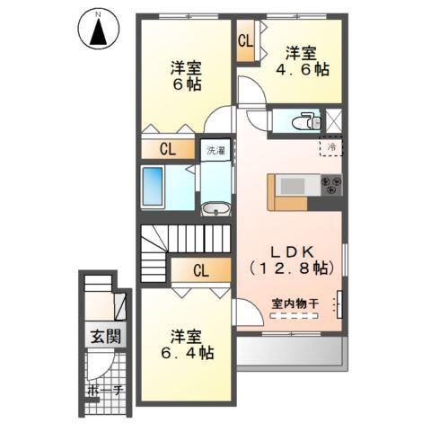 グランディールHANA(3LDK/2階)の間取り写真