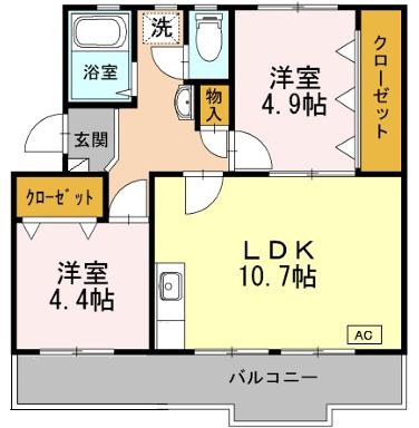 ロイヤルマンション1号棟(2LDK/2階)の間取り写真