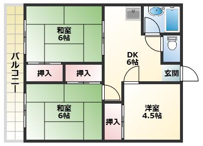 コーポサンライト(3DK/2階)の間取り写真