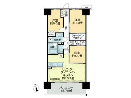 レーベン宇都宮元今泉GRANXE(3LDK/4階)の間取り写真