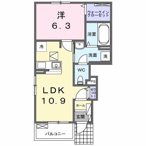 ジュライ・玉泉(1LDK/1階)の間取り写真