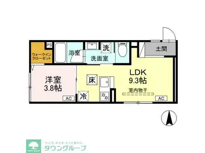 セレスティア竹ノ塚(1LDK/1階)の間取り写真