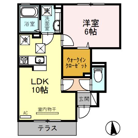 スカイヴィラ豊中(1LDK/1階)の間取り写真