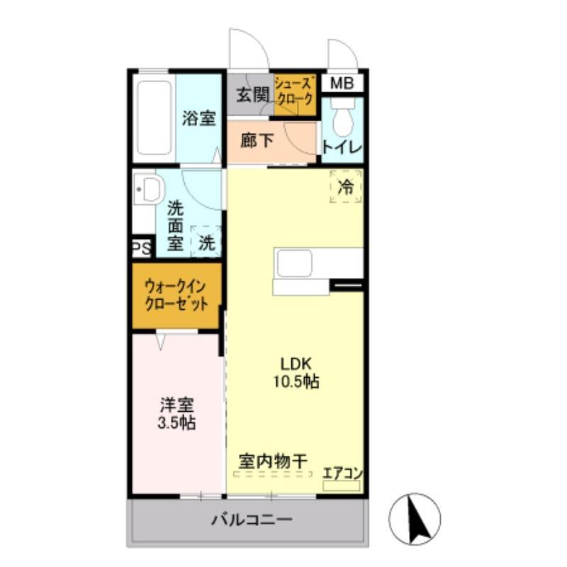 リヴェール オッツ(1LDK/2階)の間取り写真