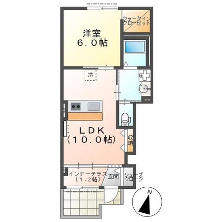 フルーヴ(1LDK/1階)の間取り写真