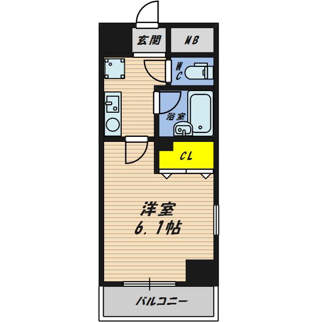 ラ セレナ(1K/7階)の間取り写真