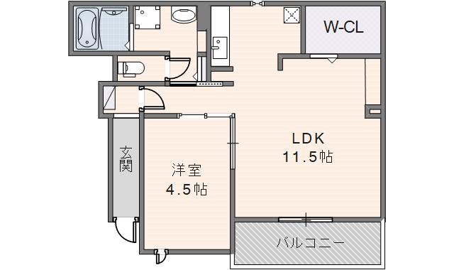 ラ・プランド-ル(1LDK/1階)の間取り写真