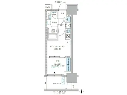 パークアクシス西大島コンフォートスクエア(1DK/11階)の間取り写真