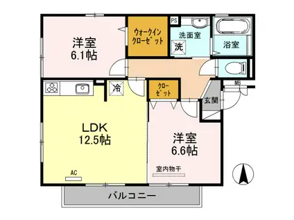 東山ヒルズI(2LDK/1階)の間取り写真