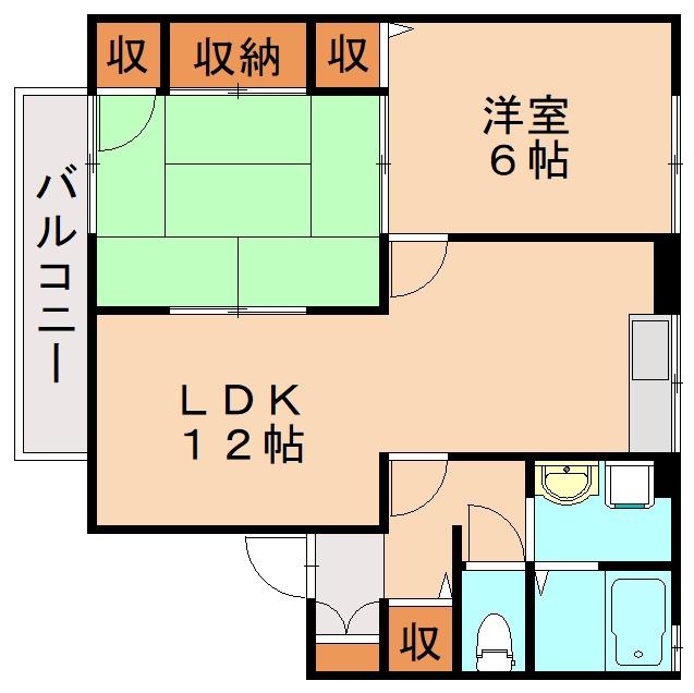 ポサーダ中尾B棟(2LDK/1階)の間取り写真