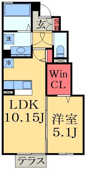 ラ・リアン B棟(1LDK/1階)の間取り写真