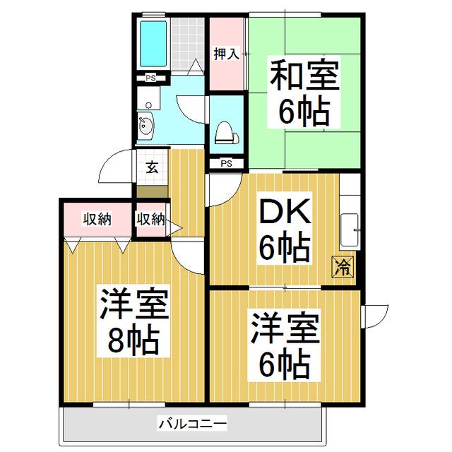ガーデン岳樹(3DK/2階)の間取り写真