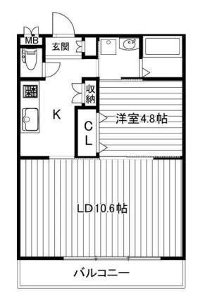 ベルフラワー嵐山(1LDK/4階)の間取り写真