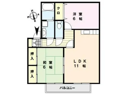 シャルムIV(2LDK/1階)の間取り写真