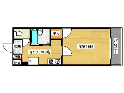 ジュネスモリカワ(1K/1階)の間取り写真