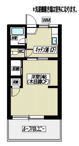 都ハイムB (1K/2階)の間取り写真