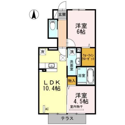 フローラIII番館(2LDK/1階)の間取り写真