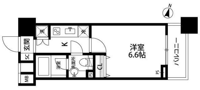 ファーストリアルタワー新宿(1K/8階)の間取り写真