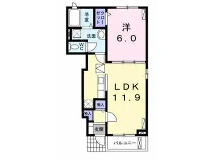 モダレイト(1LDK/1階)の間取り写真