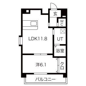 コモンズ城並(1LDK/2階)の間取り写真