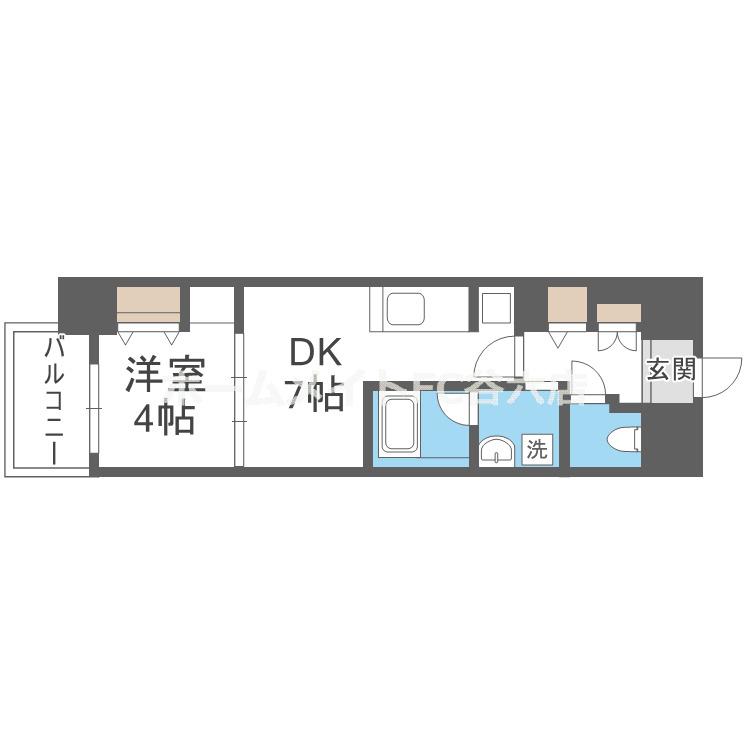 セイワパレス本町東(1DK/5階)の間取り写真