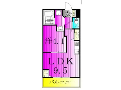 カーサ天神(1K/5階)の間取り写真