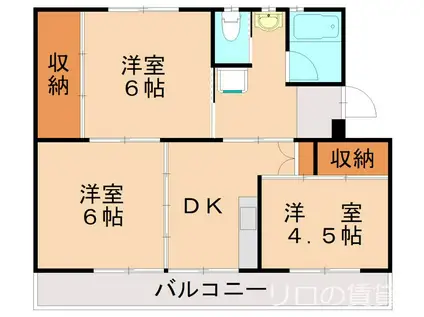 ビレッジハウス本城(3DK/5階)の間取り写真