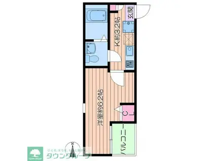 フォレスティエール(1K/2階)の間取り写真