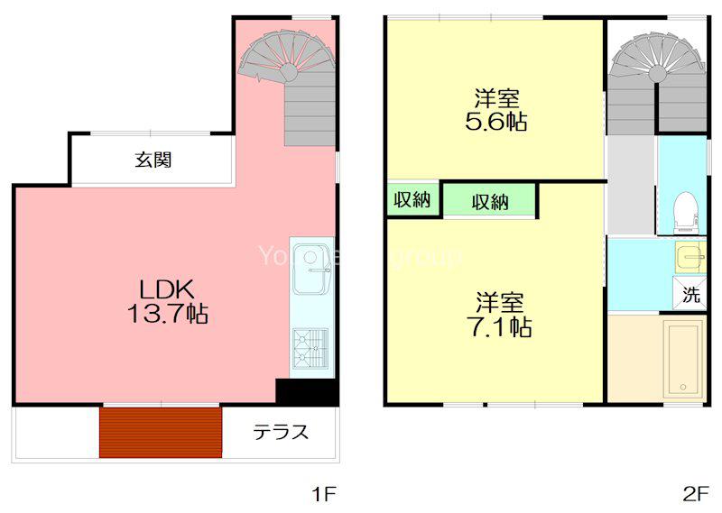 鵠ノ杜舎 楓(2LDK/1階)の間取り写真