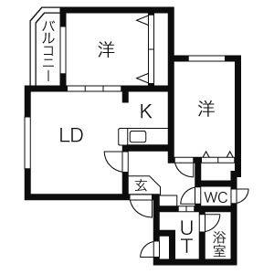 コスモス福井(2LDK/2階)の間取り写真