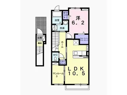 クラール館山(1LDK/2階)の間取り写真