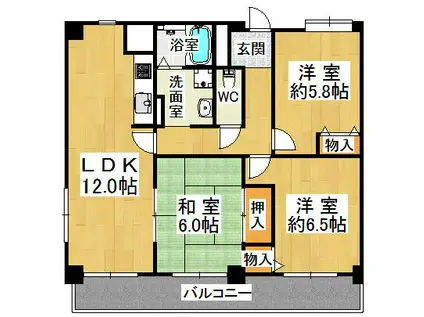 スカラーズハウス(3LDK/4階)の間取り写真