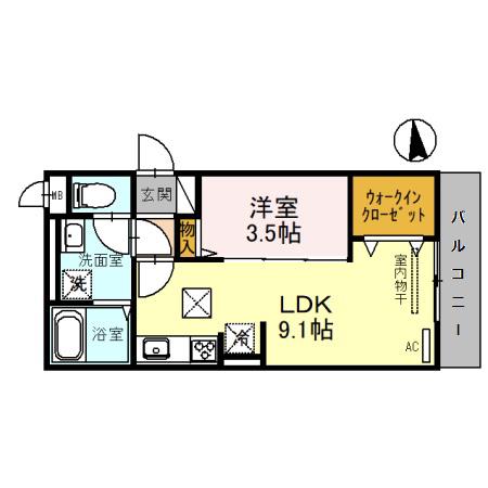 クレセント東住吉(1LDK/1階)の間取り写真