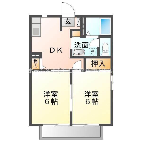 ボナールメゾン(2DK/2階)の間取り写真