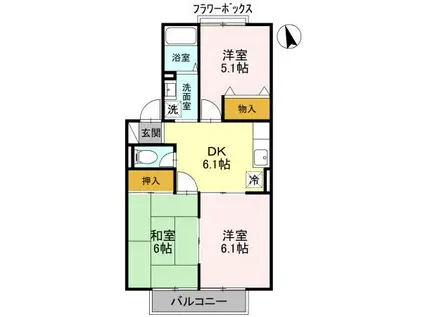 ミルキーウェイ(3DK/2階)の間取り写真