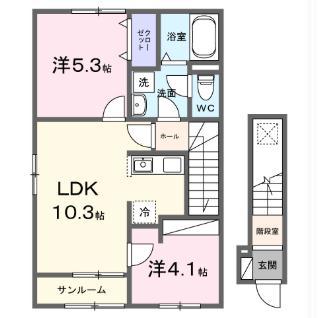 かのやIV(2LDK/2階)の間取り写真