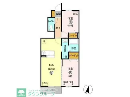 サンモール(2LDK/1階)の間取り写真