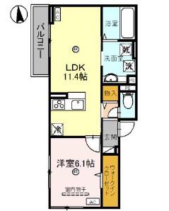 D-ROOM文の里(1LDK/3階)の間取り写真