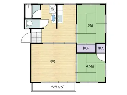 山惣西栄町コーポA(3DK/2階)の間取り写真