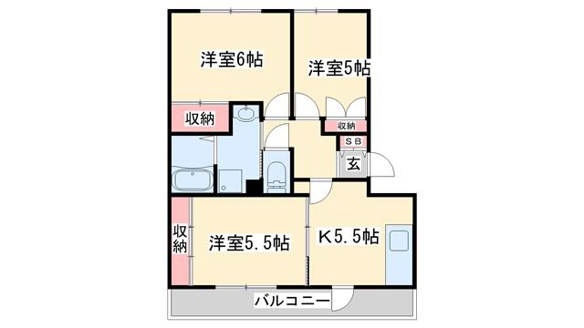 サンエルディム(3K/1階)の間取り写真