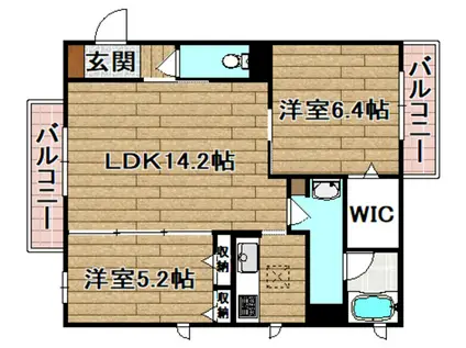 GRACE(2LDK/3階)の間取り写真