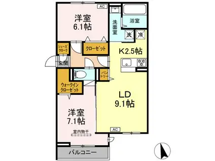 DーROOM 仙台泉(2LDK/3階)の間取り写真