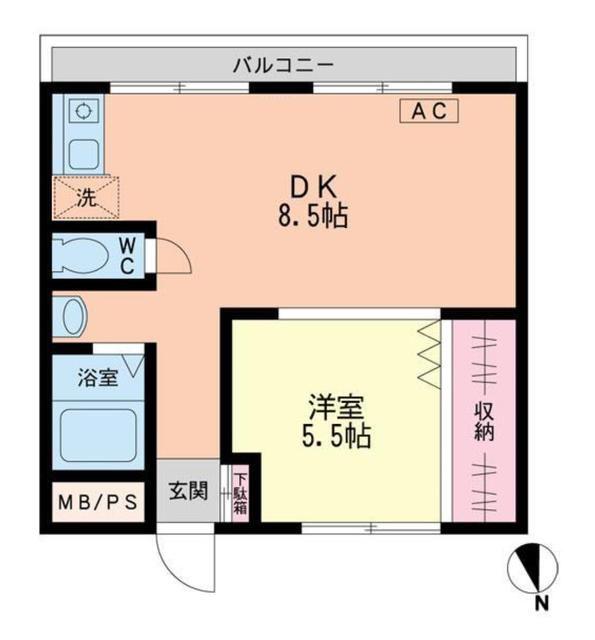 近富マンション(1DK/4階)の間取り写真
