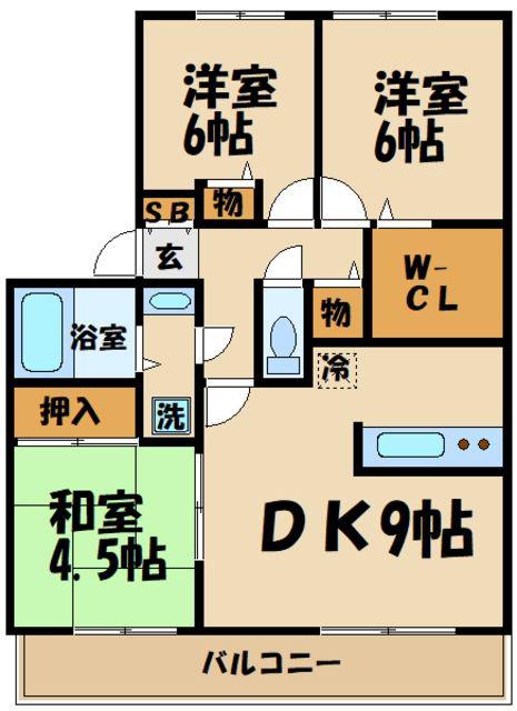 フォーレストヒルズII(3DK/1階)の間取り写真