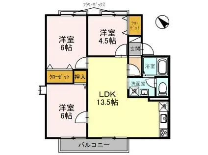 レークハイツ御前(3LDK/1階)の間取り写真