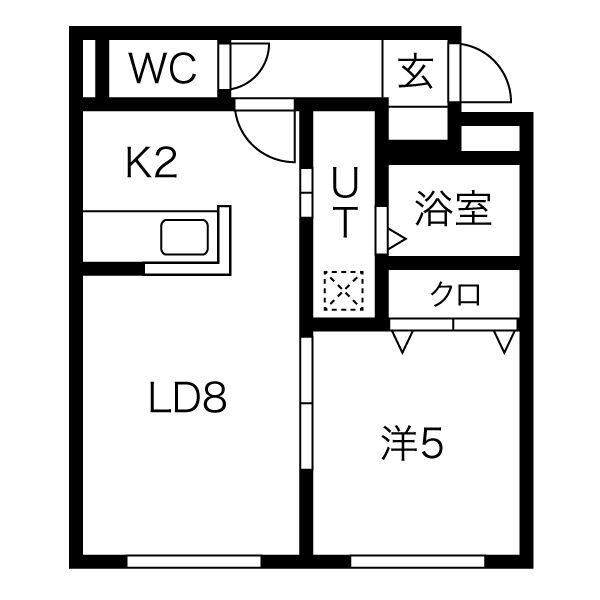 ニアステーション宮の沢(1LDK/2階)の間取り写真