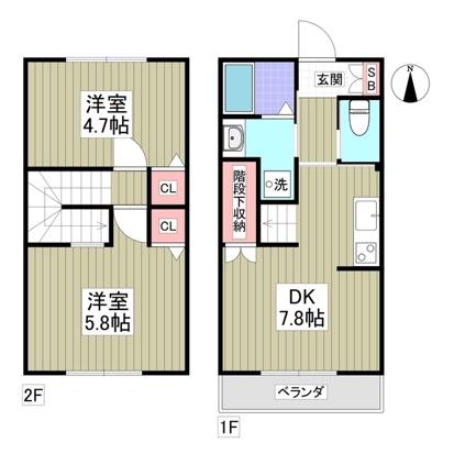 グラディートA棟 2DK(2DK/1階)の間取り写真